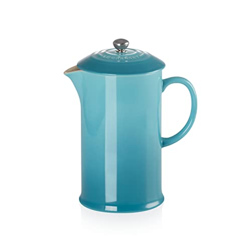 Le Creuset Cafetera de prensa de cerámica de gres, 1 L, Caribe, 91028200490000