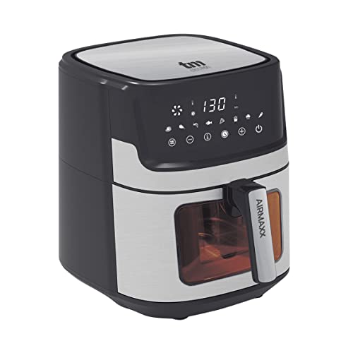 TM Electron TMPFR105 AIRMAXX freidora sin aceite XXL, capacidad de 6,5 litros, cestillo antiadherente, ventana, 8 programas, pantalla táctil, 1700W, temperatura de 80 a 200º y temporizador 1 a 60 min