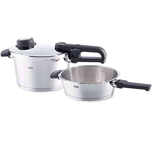Fissler vitavit premium / Juego de ollas a presión (4,5 + 2,5 litros, Ø 22 cm) de acero inoxidable, 2 niveles de cocción, apta para cocinas de inducción, gas, vitrocerámica y eléctricas