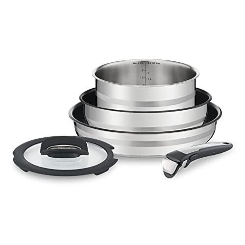 Tefal L9569032, Ingenio, Jamie Oliver, Acero Inoxidable, Juego de utensilios de cocina, Sartenes