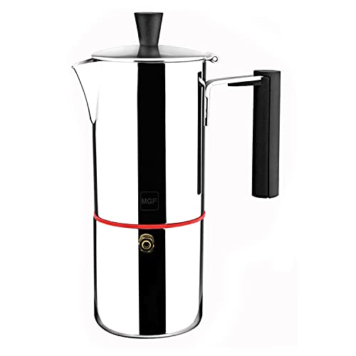 MAGEFESA ® Nova Capri cafetera italiana con capacidad para 4 tazas, 200 ml, fabricada en acero inoxidable 18/10, compatible con todo tipo de cocina, incluido induccion, fácil limpieza, cafe, moka