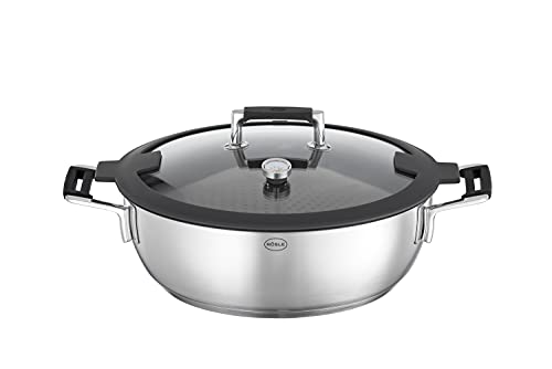 RÖSLE SILENCE PRO Aroma Vaporera, Cazuela para Cocinar al Vapor, Mantener Caliente y Recalentar, Incluye Termómetro y Rejilla de Almacenamiento, Acero Inoxidable 18/10, Apta para el Lavavajillas