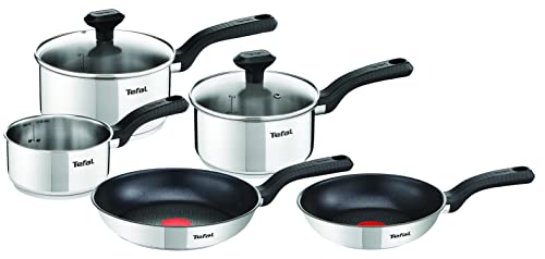 Tefal C972S544 Batería de Cocina, Acero Inoxidable, Plateado, 5 Piezas, 5