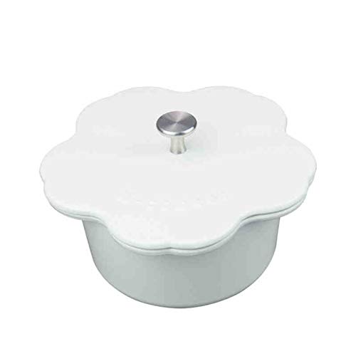 ollas cocina Olla de hierro fundido esmaltado con mango dual y cubierta de cazuela de cazuela clásico horno holandés 2.2l bandeja antiadherente para la casa olla para estofados ( Color : White )