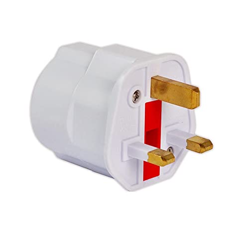 CABLEPELADO Adaptador de Enchufe de Europeo a Enchufe UK | Adaptador Enchufe Viaje | Enchufe Tipo C a Tipo G | Blanco