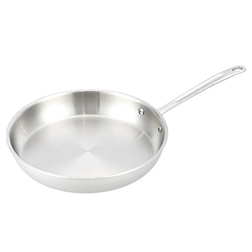 AmazonCommercial - Sartén de 3 capas de acero inoxidable, con recubrimiento antiadherente, Plateado, 30.48 cm