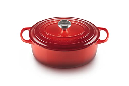 Le Creuset Cocotte oval de hierro fundido, 27 cm, 4, 1 L, Todas Las Fuentes de Calor incluso inducción, Cereza, 21178270602430