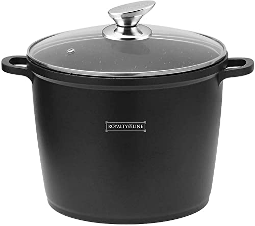 Royalty Line - RL-AD28M - Olla, Cacerola Alta, Aluminio Fundido con Antiadherente, Inducción, 28 cm, Negro