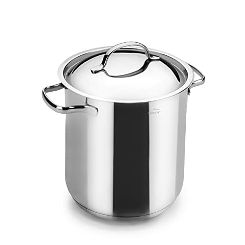 Lacor Olla Alta Acero Inoxidable, Incluye Tapa, Cierre de Precisión, Apta para Todo Tipo de Cocinas, Capacidad: 13.5L, Altura: 22,5 cm, Diámetro: 28 cm
