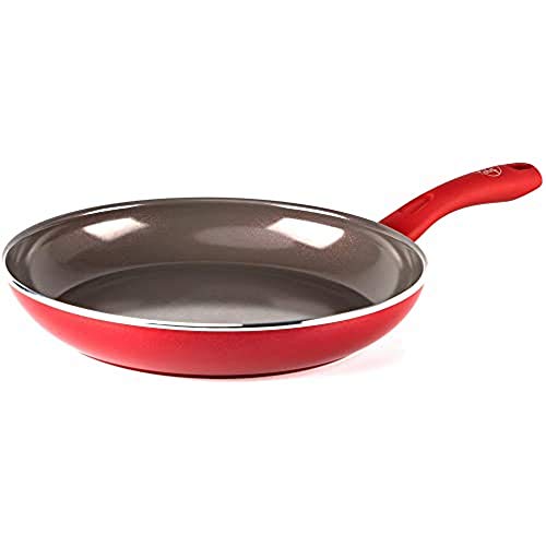 GreenChef Diamond Sartén de Cerámica Antiadherente, 28 cm, Rojo