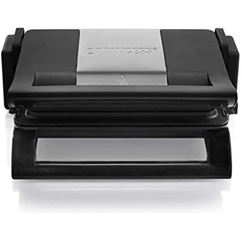 Princess 112530 Multi Grill multifunción 2 en 1, placas reversibles de parrilla y plancha, termostato regulable, bandeja recoge grasas, recubrimiento antiadherente, tapa flotante, 1500 W