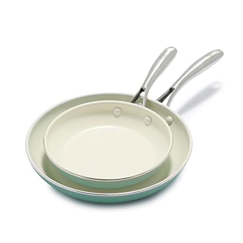 GreenLife Artizan Juego de Sartenes de Cerámica Antiadherente GreenLife Artizan 20cm & 26cm, Libre de PFAS, Apto para Inducción, Apto para Lavavajillas, Apto para Horno,Turquesa