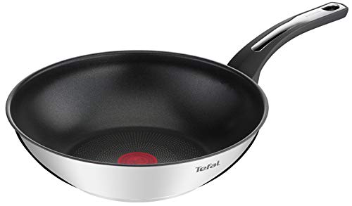 Tefal Emotion - Sartén wok 28 cm, revestimiento antiadherente, difusión de calor homogénea, diseño elegante, mango resistente, inducción, indicador de cocción E3001904