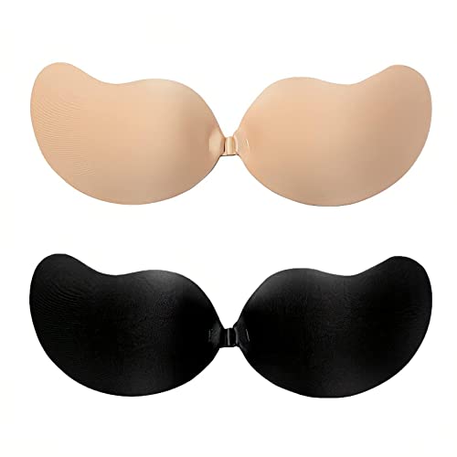 Weklea 2 Pares de Sujetadores Adhesivos Reutilizables Silicone Invisible Sujetador para Vestido y Boda