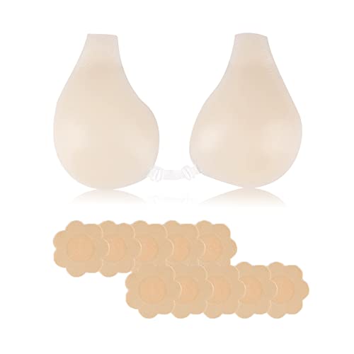 POMAMZ Silicona Sujetador Adhesivo Sin Tirantes Invisible Push Up Sujetador Sin Espalda Sujetador Silicona Cocos Sujetador,Sticky Invisible Bra,C