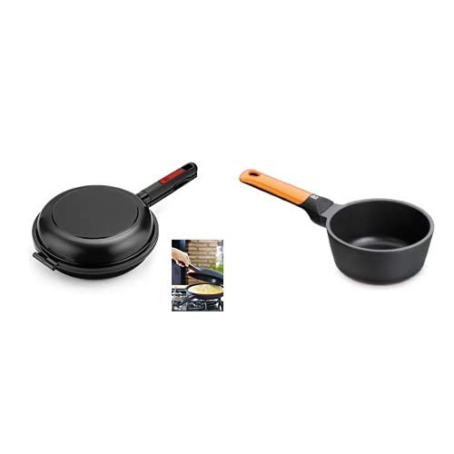 BRA Dupla Première Sartén Doble para tortilla apta para todo tipo de cocinas incluida inducción + Safe-Salvamanteles de Silicona Multiusos imantado, 2 Unidades, Color Rojo, 27 cm