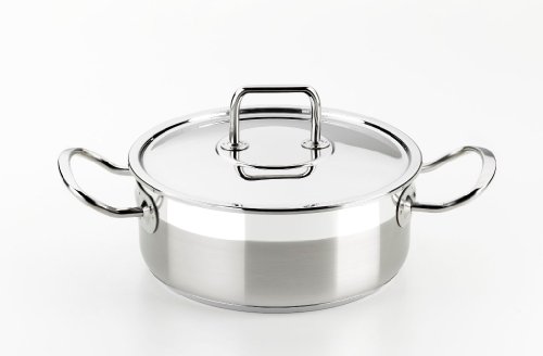 BRA Profesional Cacerola con Tapa de Acero Inoxidable, 18/10, Gris, 22 cm