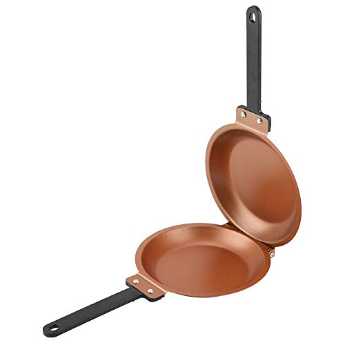 Greensen Sartén Doble, Sartén Doble con Revestimiento Antiadherente para Dar la Vuelta a la Tortilla de Patata para Todo Tipo de Fuegos Incluido Inducción 19cm
