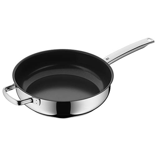 WMF Durado - Sartén para Servir Una Asa y Mango Inducción Ø28 cm, Recubierta de Acero Inoxidable Cromargan, Resistente al Horno