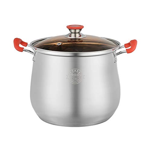 Olla, Acero Inoxidable 304, Hogar, Engrosada, 22/24/26/28 cm, para Estufa a Gas/Cocina de inducción (2-12 Personas) Olla (Tamaño : 22cm)