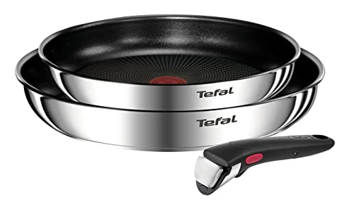 Tefal Emotion Ingenio - Juego de 3 sartenes de inducción de acero inoxidable, 24/28 cm y mango