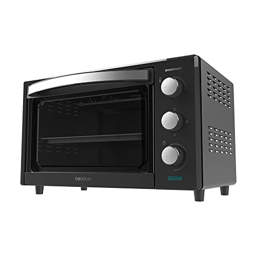 Cecotec Horno de Sobremesa Tostador 24 L Bake&Toast 2400 Black. 1500 W, 3 Modos de Calor, Temporizador, Temperatura regulable, Puerta de Doble Cristal y Acabados en Acero Inox