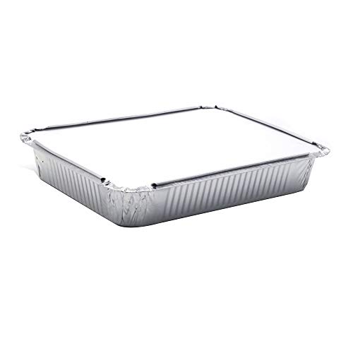 125 Pcs papel de aluminio sartenes, rectangular Vajilla de Aluminio Pan con la tapa superior de la calidad, duradero vapor Tabla sartenes, for la barbacoa / bicarbonato / utensilios de cocina, 1150 Ml