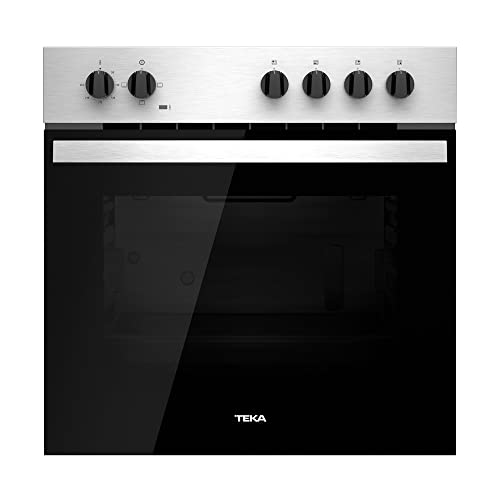 Teka HBE 435 ME - Horno Polivalente Convencional de 60 cm, 3 Funciones de Cocinado, Puerta 2 Cristales, Bandeja Profunda Esmaltada, Color Acero Inoxidable