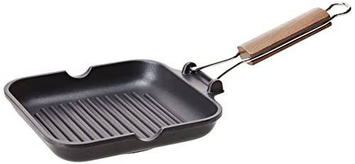 Antik Ars Home Delizia Plancha Antiadherente con Mango Desplegable, Aluminio, Negro, 20x20 cm, 20 cm