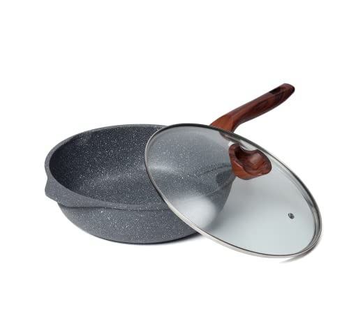 ilimiti Sartén honda 30cm con tapa para inducción, Sartén antiadherente 30cm con tapa, Apta para todo tipo de cocinas incluida gas (Sartén honda 30cm)