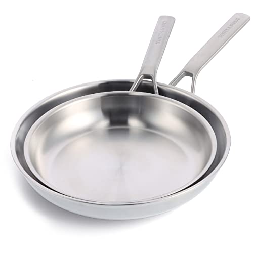 Merten & Storck Tri-Ply Set de Sartenes de Inducción de Acero Inoxidable de 26 cm y 30 cm, Multicapa, Apta para Horno y Lavavajillas, Apto para Utensilios Metálicos, Plata
