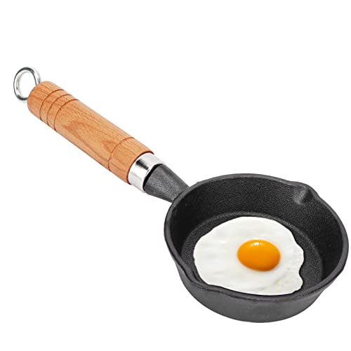 Sartén antiadherente, Sartén para huevos, Sartén antiadherente Sartén para huevos Sartenes para tortillas, Utensilios de cocina Sartén para chef, Sartén de hierro fundido de 10 cm con mango de madera
