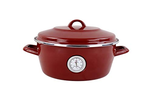 Dutch Oven Magefesa Granate de 26cm. Fabricado en España. Material de acero esmaltado con termómetro incorporado y recubrimiento antiadherente. Herrajes y tapas especiales para horno.