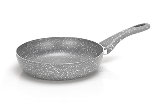 Zanetti Stone Rara Sartén antiadherente con mango de aluminio suave al tacto, alta resistencia, 28 cm de diámetro, color gris, fabricado en Italia