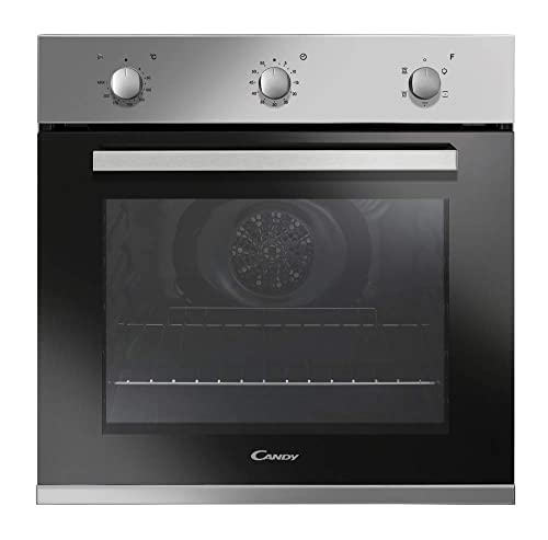 Candy Pop Evo FCP502X/E, Horno Multifunción, 65L, Ventilador de Enfriamiento, Cuba para Limpieza por Agua, 5 Funciones, 3 Mandos Giratorios, Puerta Doble Cristal, Clase A, Acero Inoxidable