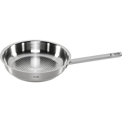 Fissler Original-Profi Collection Sartén de acero inoxidable, 24 cm de diámetro, sartén con escala de medición integrada, superficie de cocción Novogrill, inducción