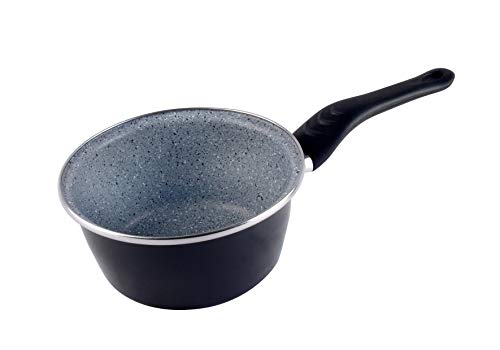Magefesa Dolomiti Cazo 16 cm de acero esmaltado, antiadherente multicapa efecto piedra, color gris exterior. Apto para todo tipo de cocinas, incluida inducción.
