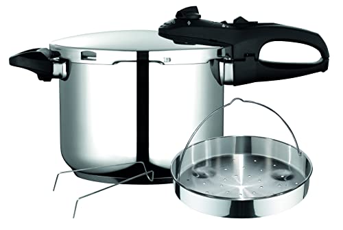 Fagor Duo Olla a Presión 6 Litros, Inducción, Express Super Rápida, Acero Inox. 18/10, Todo Tipo Cocinas, Fondo Termo Difusor, 2 Niveles de Presión, 5 Sistemas de Seguridad, Incluye Cestillo