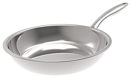 KUHN RIKON Swiss Multiply Bratpfanne / Pfanne unbeschichtet aus Edelstahl und Aluminium, 28 cm, für alle Herdarten inkl. Induktion, backofenfest bis 250 Grad, scharfes Anbraten