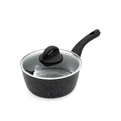 Blackmoor Cacerola con Tapa | 18cm Negro | Antiadherentes y Antirayaduras | Asas de tacto frío | Aptas para placas de Inducción, Eléctricas y de Gas