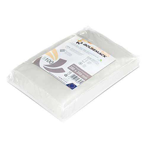 Bolsa para envasado al vacio 280x350 mm. gofrada (100 Unidades) para Todo Tipo de envasadora doméstica, Foodsaver, Lacor, Caso, tre Spade, etc.