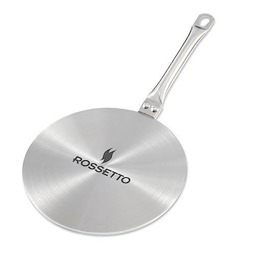 ROSSETTO Disco Adaptador para placa de inducción, Adaptador Induccion Acero inoxidable,redonda,19 cm,Difusores de calor,para sartenes de vidrio, ollas de cerámica y otros utensilios de cocina