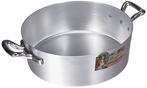 Ollas Baja cazuela Agnelli, Aluminio BLTF, con 2 Asas en Acero Inoxidable, Plata, 30 cm