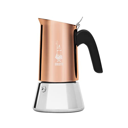 Cafetera Bialetti New Venus Bronze 6 tazas, mango anti-quemaduras, no apta para inducción, 6 tazas (235 ml), acero inoxidable, Color Copper