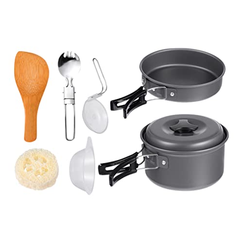 CLISPEED Set De Ollas Y Sartenes Camping Kit de Utensilios de con Cocción Pot Bowling Backpacking COOPLO PARA DE PAQUETE PICNICO 1~2 Personas Usan Set Sartenes Antiadherentes