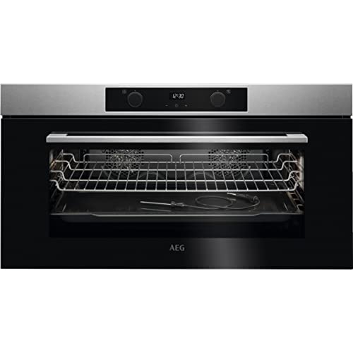 AEG KEK452910M Horno Multifunción, 10 funciones, Función grill, Mandos escamoteables con pantalla táctil, Sonda Térmica, 2 niveles de cocción, Inox, 85L, A+ [Clase de eficiencia energética A+]
