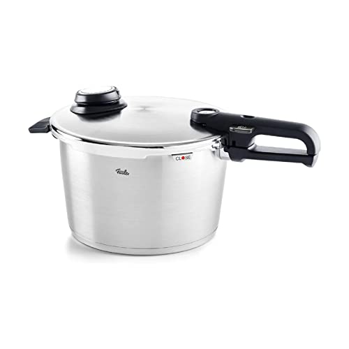 Fissler Vitavit Premium Olla a presión de 8 L y 26 cm de diámetro, acero inoxidable, 4 niveles de cocción, incluye accesorio de cocción al vapor, inducción