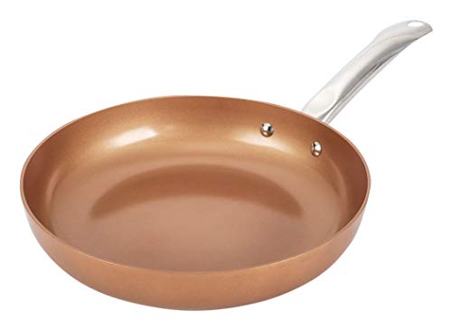ICA-HOME – Sartén Redonda con doble Asa, Antiadherente, para Cocinas de Gas, Vitrocerámicas e Inducción Color cobre