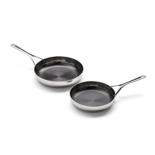 CROWD COOKWARE Juego de sartenes Blackbeard, 24 y 28 cm de diámetro, antiadherentes, resistentes a los arañazos, de acero inoxidable, aptas para todo tipo de cocinas y hornos, aptas para lavavajillas