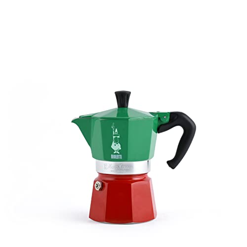 Bialetti - Moka Express Italian Collection: Icónica Cafetera Italiana para Espresso, Auténtico Café Italiano, 6 Tazas (250 ml), Aluminio, Verde Plateado